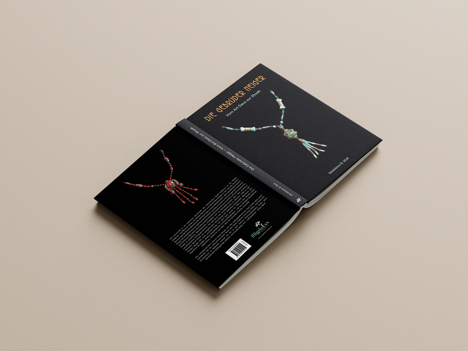 Aufgeklappter Buchrücken Die Gebrüder Neiger auf beige Aufgeklappter Buchrücken Die Gebrüder Neiger auf beige